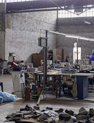 Fungai Zvinondiramba working in his leather factory, Bulawaya, Matabeleland, November 2024. Photo: Shaun Chitsiga/ILO